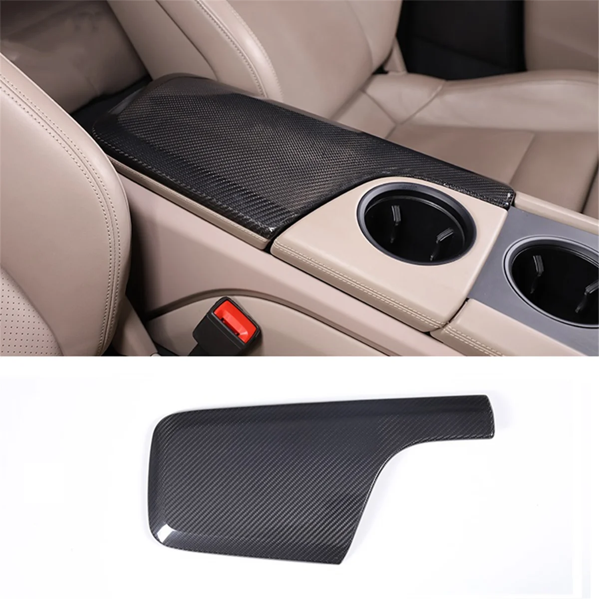 For Porsche Taycan 2019-2022 Dry Carbon Fiber Car Central Control Armrest Box Protective Cover Trim Accessories