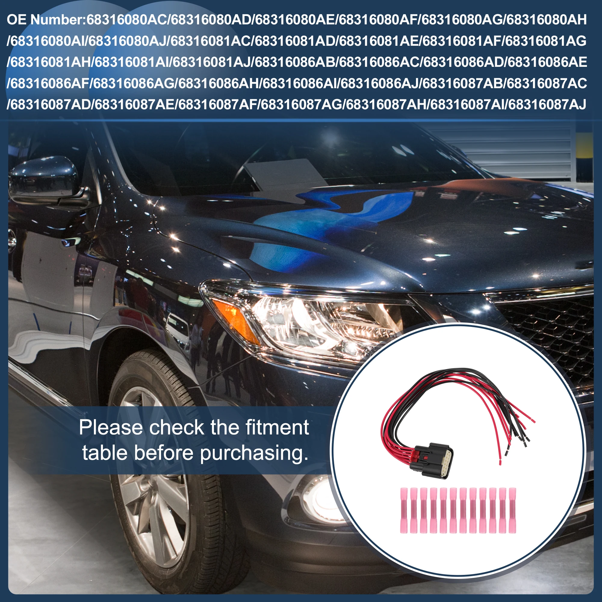 

UXCELL No.68316080AC/68316080AD Headlight Cable Repair Kit for Ram 1500 Big Horn