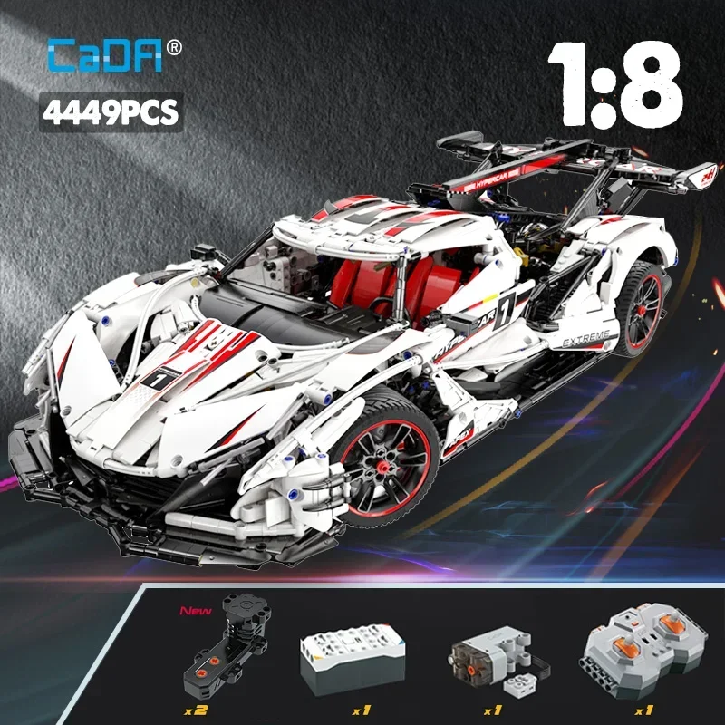 

Cada 4449PCS Engine V12 1:8 City Remote Control Racing Car Hypercar Building Blocks RC Supercar Sports Vehicle Bricks Toys Gifts