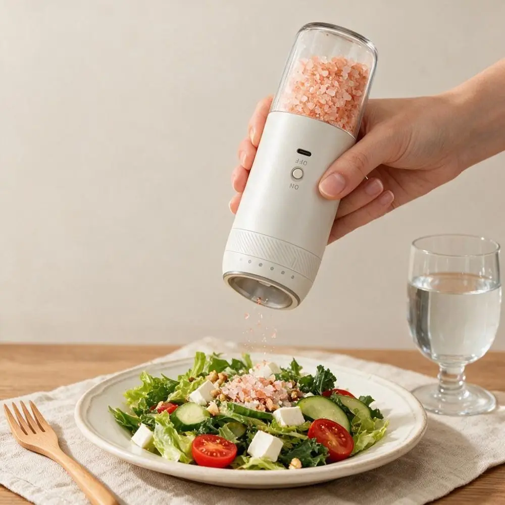 2PCS Gravity Sensing Electric Salt and Pepper Grinder Adjustable Burr Ceramic Grinding Core Kitchen Spice Grinder Large Capacity