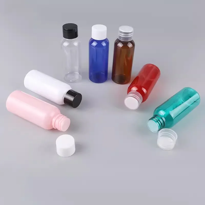 

200pcs Refillable Plastic PET Screw Lid Lotion Bottles 1.7oz Clear Cosmetic Sample Container Mini Travel Fill Shampoo Bottle