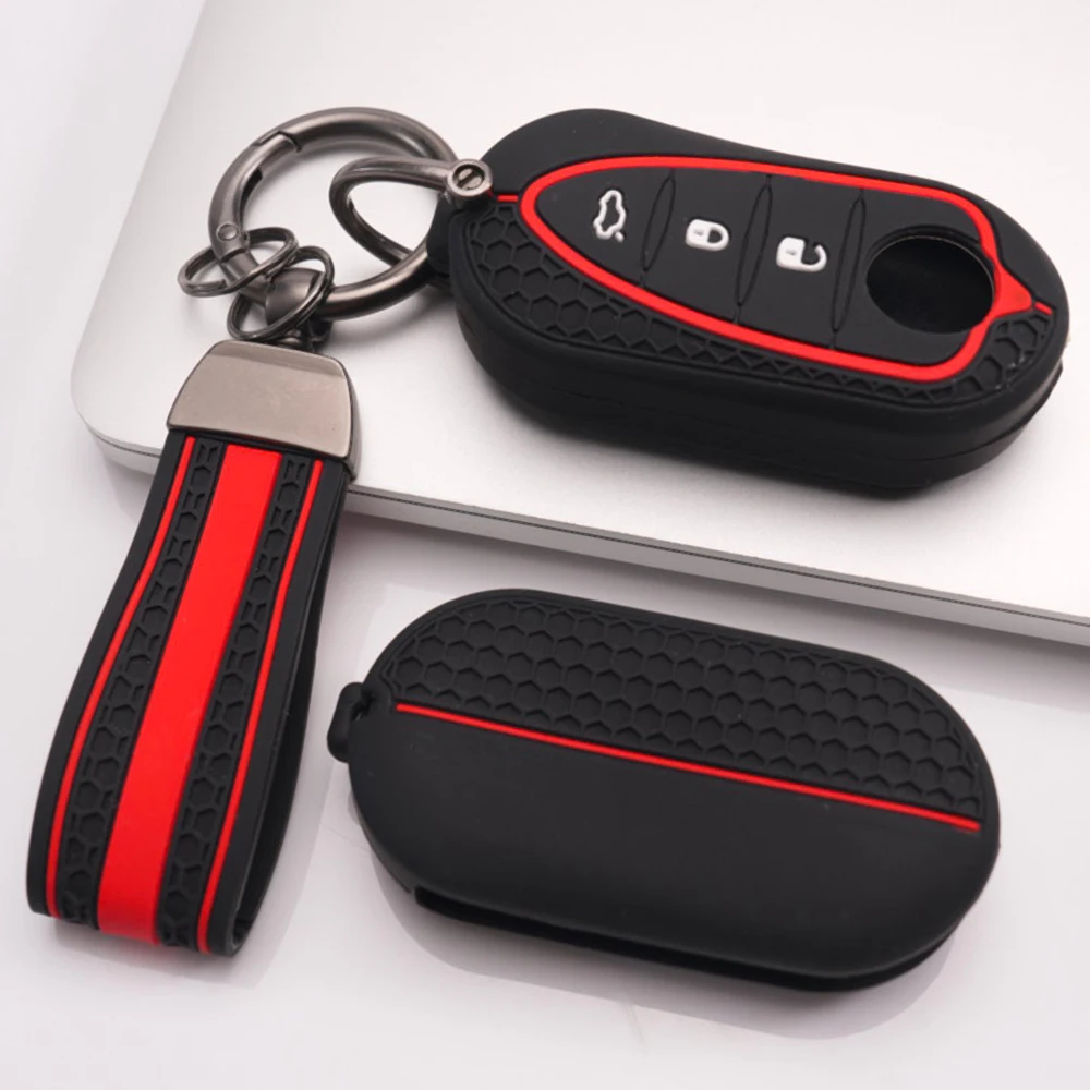 Protective Key Cover Keychain For Alfa Romeo Giulietta MiTo 159 Brera Spider Giulia Stelvio GT 147 156 166 4C Tonale Shockproof