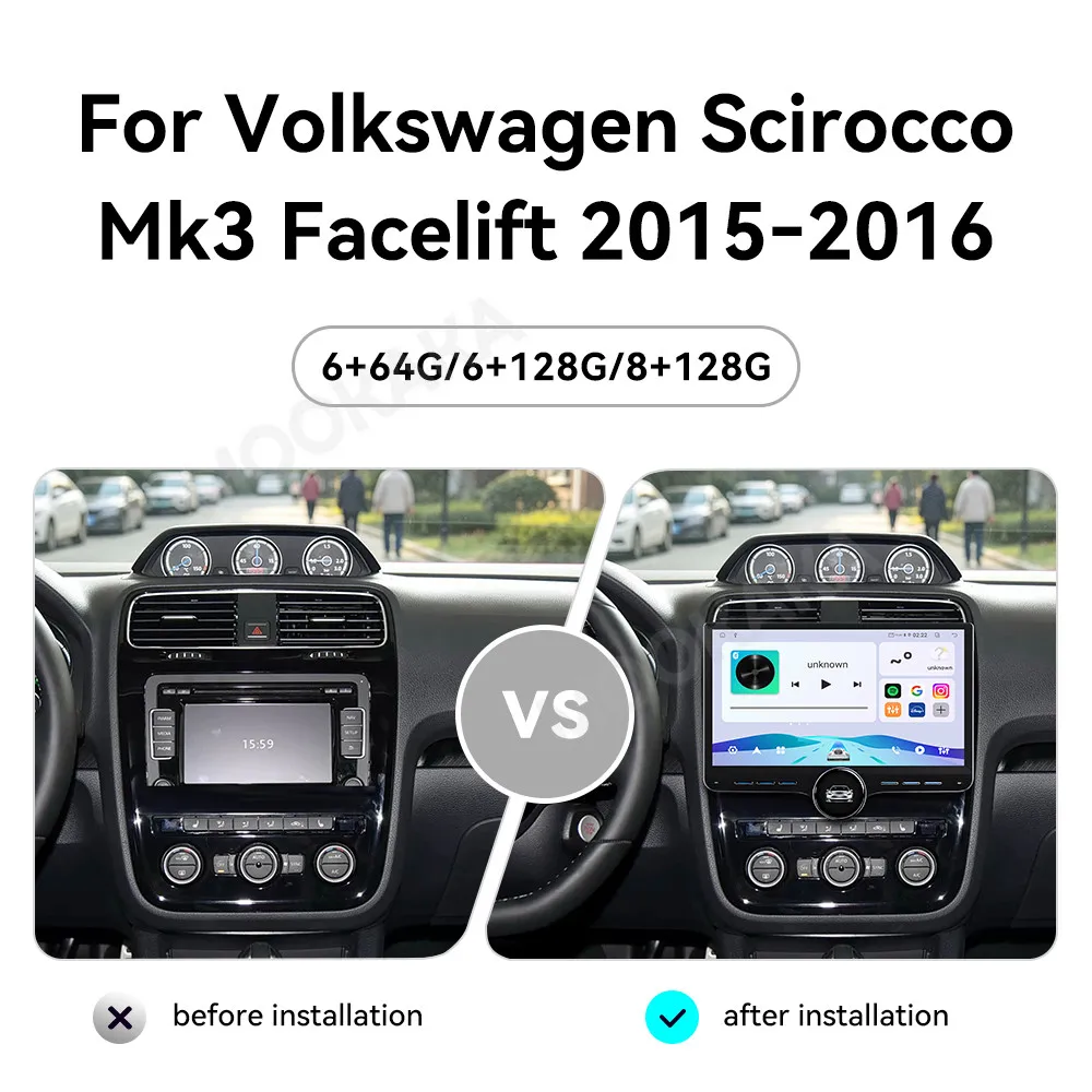 Car Accessories Radio For Volkswagen Scirocco 2015-2016 Android Auto GPS Navigation Multimedia Stereo Receiver Head Unit Offline