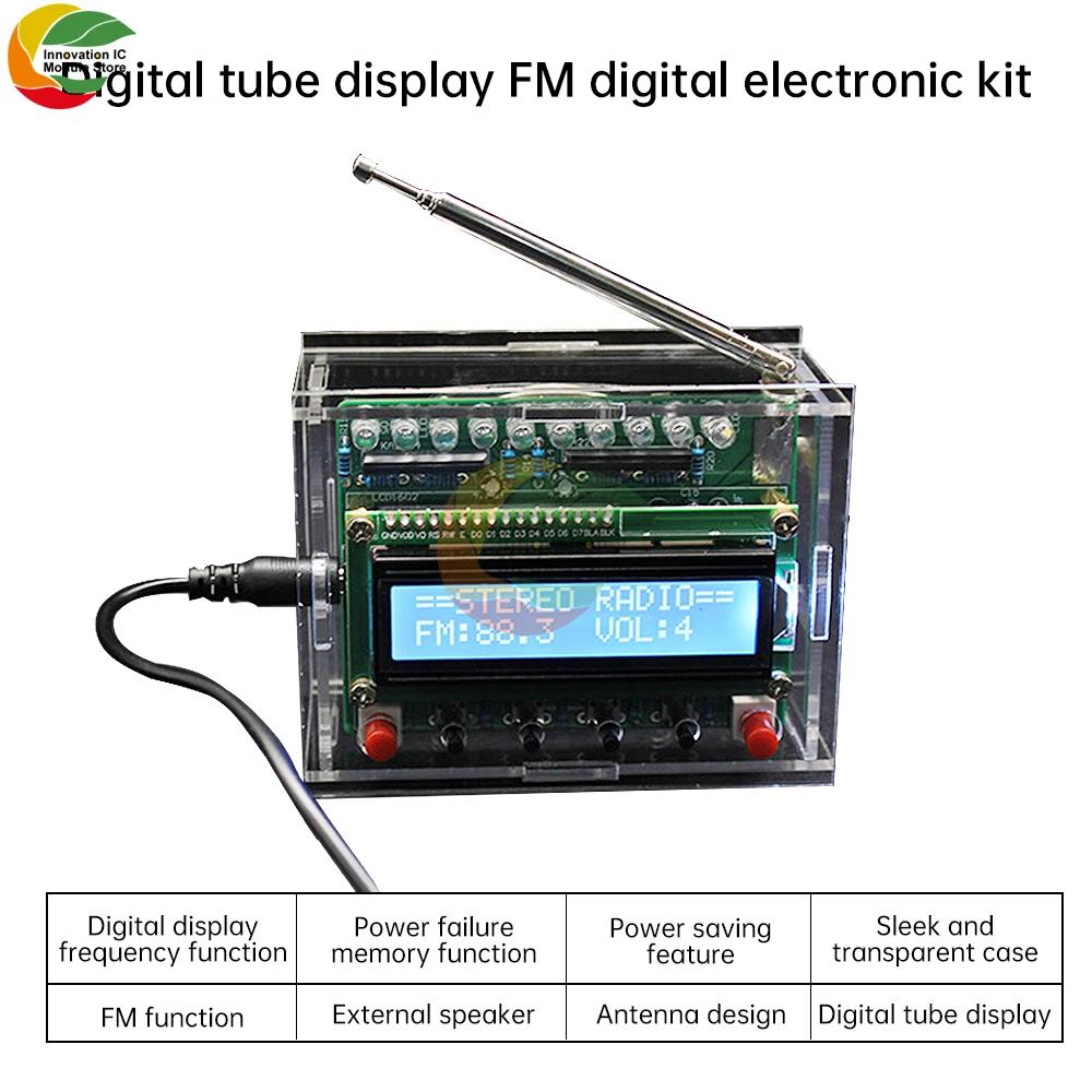 87-108MHZ FM Digital FM Radio Assembly Soldering Practice Kit RDA5807 LCD Display DIY Soldered Loose Parts