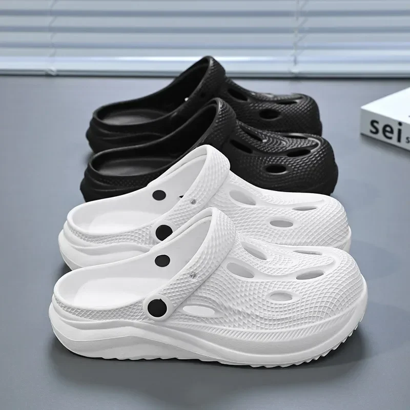 

Мужские летние пляжные тапочки, сандалии на толстой подошве, противоскользящие нескользящие туфли из ЭВА с открытым носком, удобная прогулочная обувь, мужские сандалии