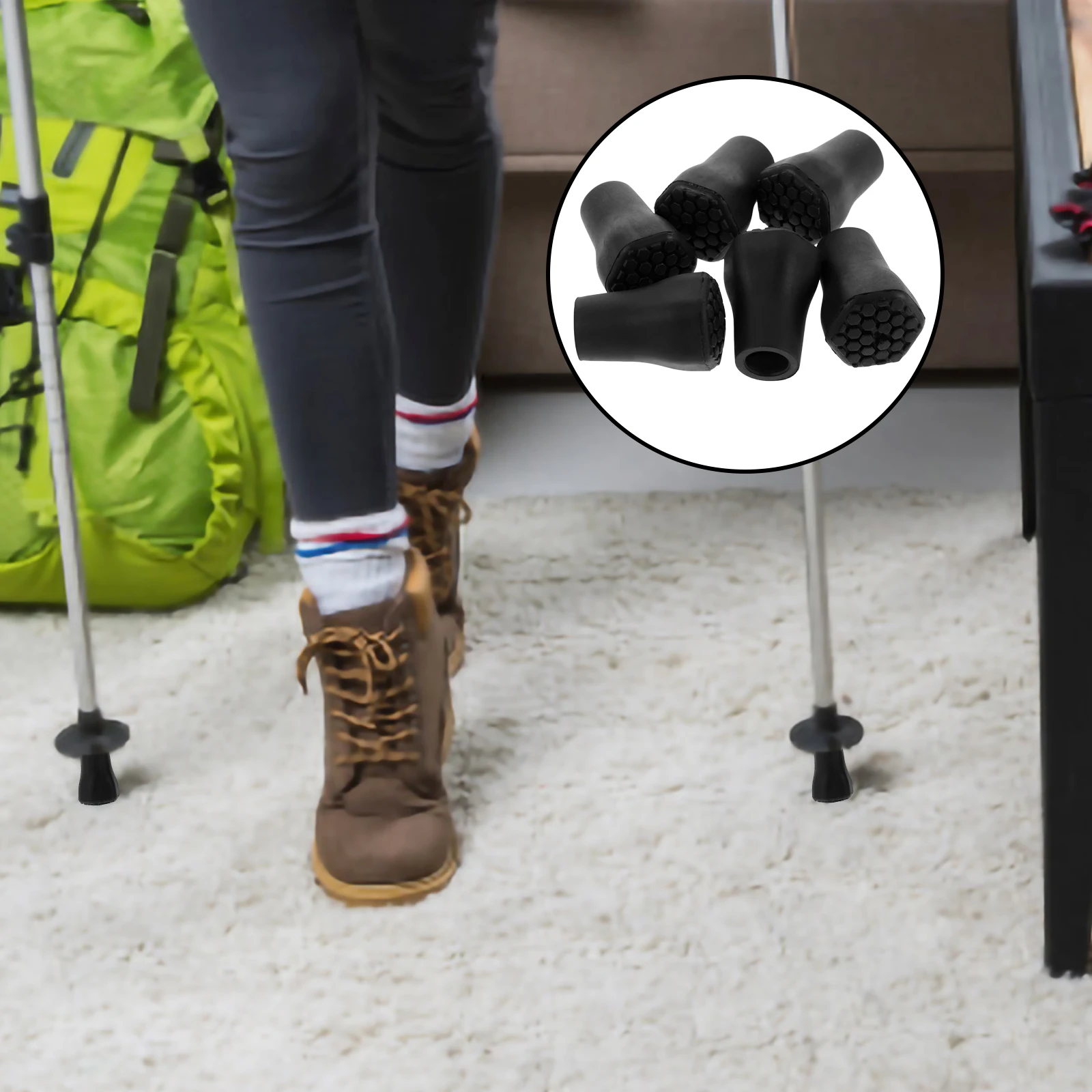 

6pcs Trekking Pole Tips Crutch Replacement Walking Cane Protectors Non-Slip Plastic Tips For Hiking Walking Sticks Mud Snow