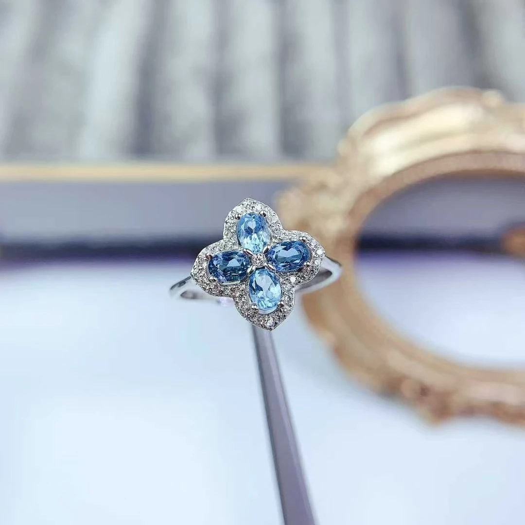 

Кольцо из серебра 925 пробы с драгоценным камнем, кольцо с натуральным топазом, 3 мм * 4 мм, ювелирные изделия из настоящего серебра с топазом и сертификатом