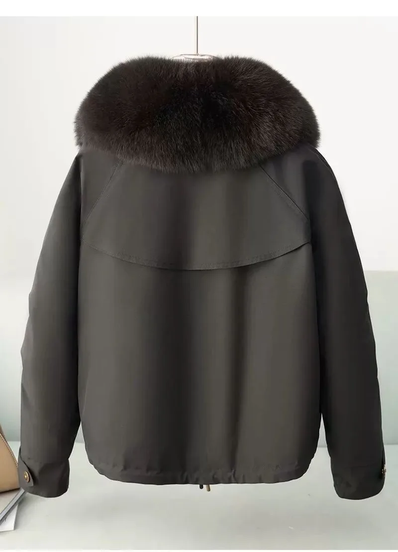 2026 Winter New High-End Large Fur Collar Tooling Down Cotton Women's Fashion Short Thickened Cotton-Padded Jacket Parka coat