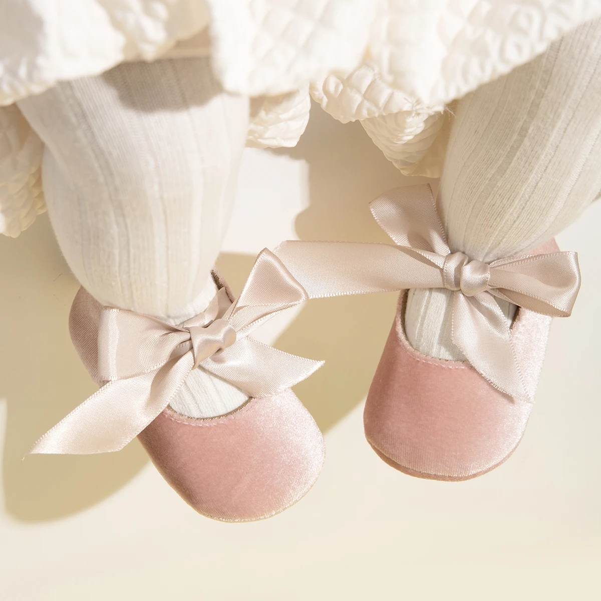 Newborn Baby Girls Dress Shoes Bowknot Ribbon Princess Infant Toddler Rubber Non-slip Flat First Walkers Crib Shoes Mary Jane