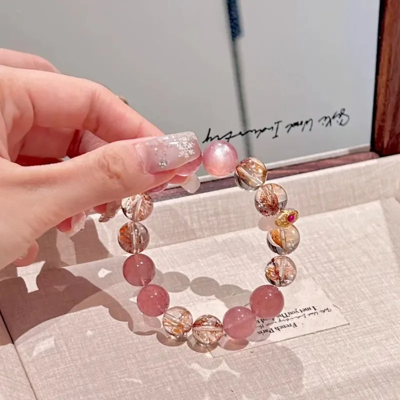 Gift Box [Spring Rose] Strawberry Crystal Gold Foil Koi Glue Flower Love Career Double Harvest Natural Crystal