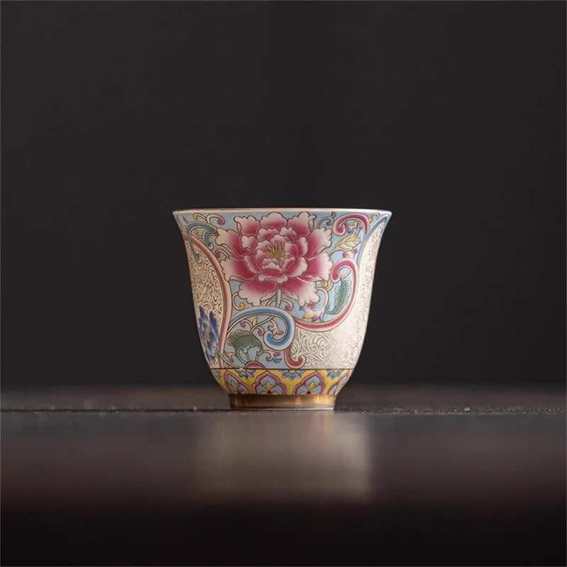 

LMM filigree silver craft magnolia teacup single cup enamel color court style tea cup carton