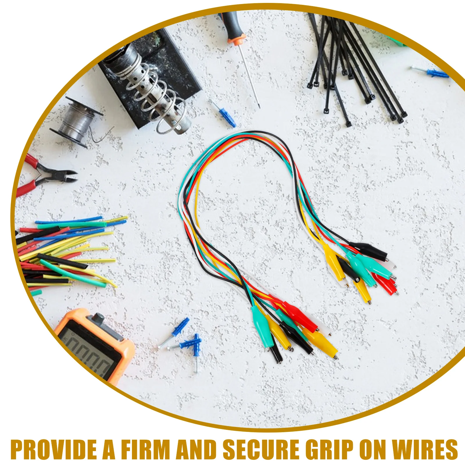10pcs Alligator Clips Test Leads Dual Head Heavy Duty Silicone Wires For Electrical Testing Automotive Repair Breadboard