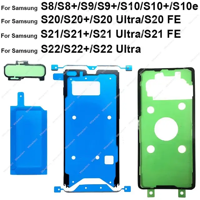Pełny zestaw wodoodpornych klejów do Samsung S8 S9 S10 S20 S21 S22 Plus Ultra S21FE Ekran LCD Tylna pokrywa baterii Naklejka Taśma Klej