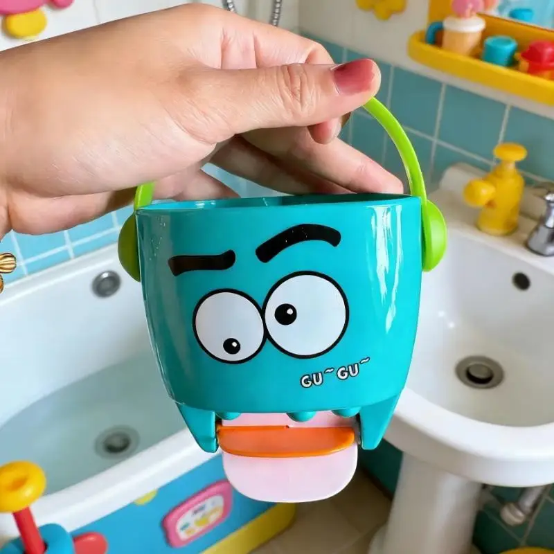 Toddler Sensory Bath Toys Mini Leaky Bucket Non-Toxic Soft Edge Toy for Baby Bathroom Bathtub Pool Beach Activities