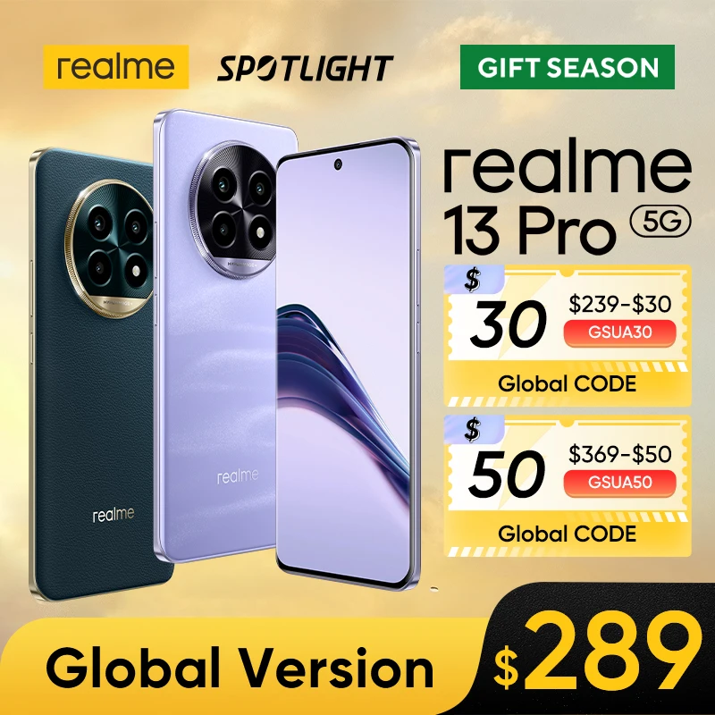 [Global Version] realme 13 Pro Smartphone Snapdragon 7s Gen 2 5G Chipset Sony LYT-600 OIS Camera 120Hz Curved Display AI Imaging