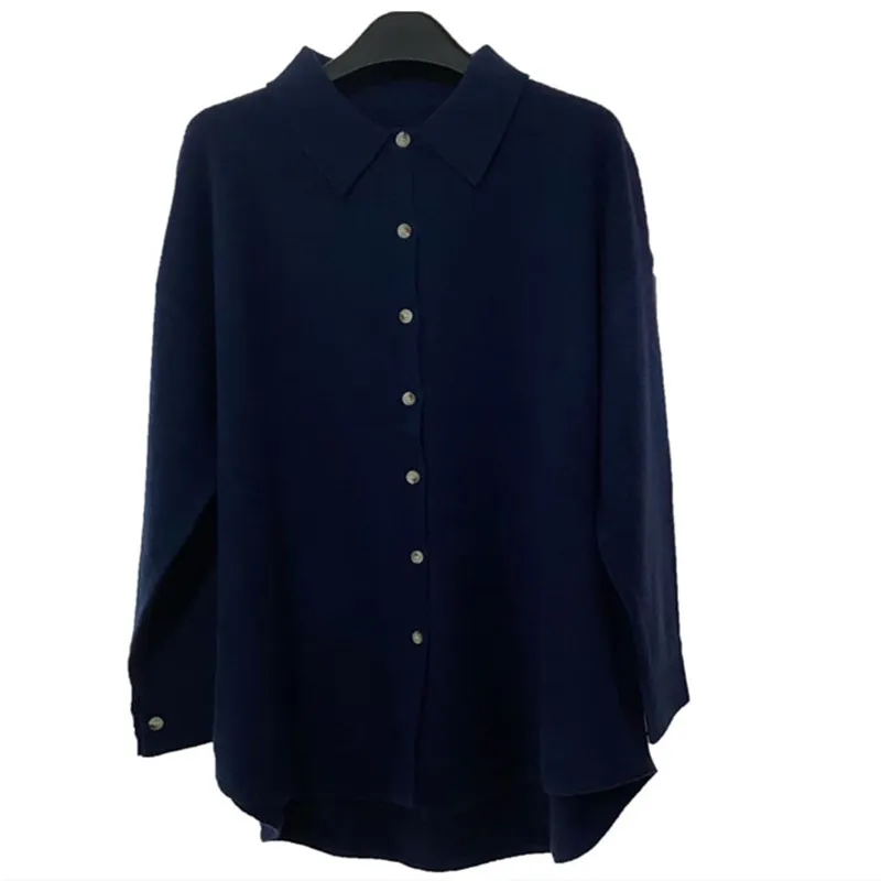 100% pure wool sweater, women\'s polo collar, women\'s sweater shirt, cardigan, lapel, cashmere sweater, loose knit base sweater