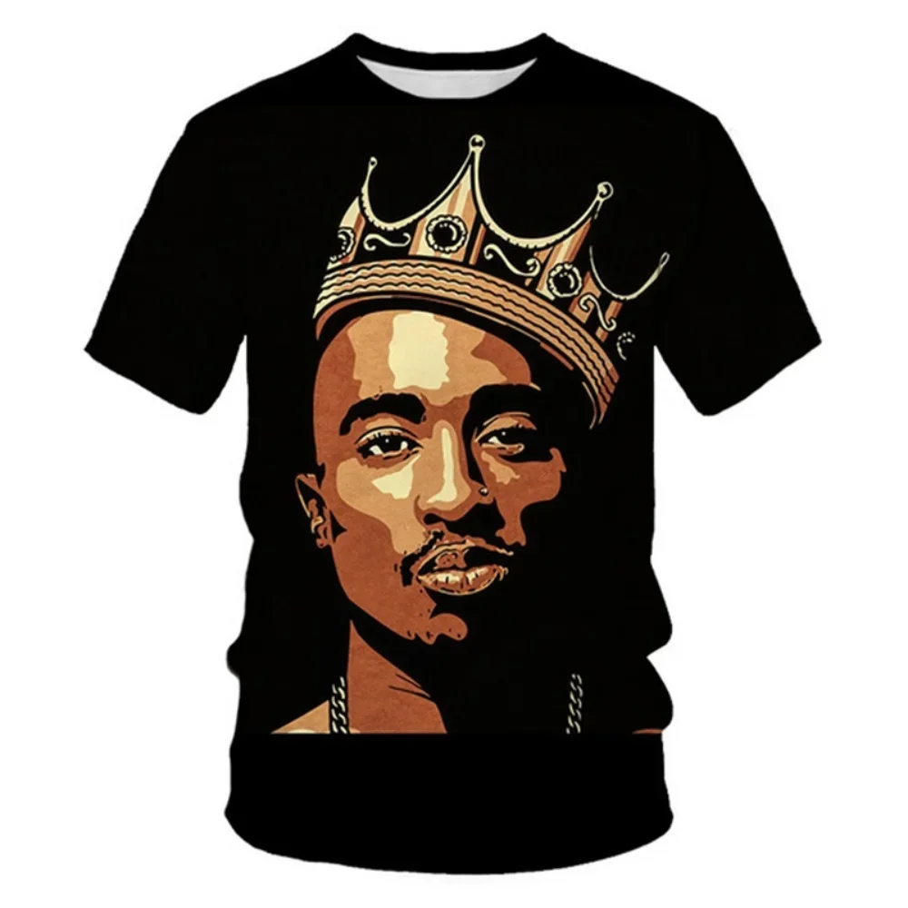 Fashion Men's Hip Hop Rapper Portrait 3D All Over Print T-Shirt Colorful Pop Art Crew Neck Short Sleeve Streetwear Graphic Tops