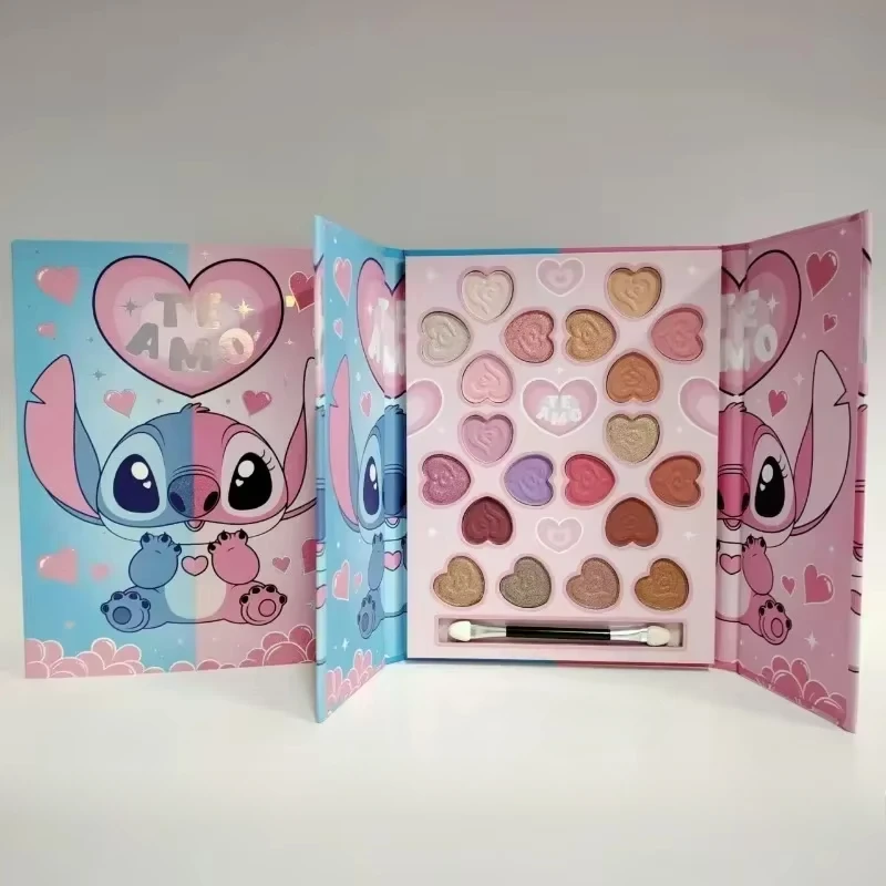 Stitch Angel 20 Color Eye Shadow Palette Disney Kawaii Cartoon Matte Pearly Glitter Waterproof Lasting MakeUp Tool Girls Gifts