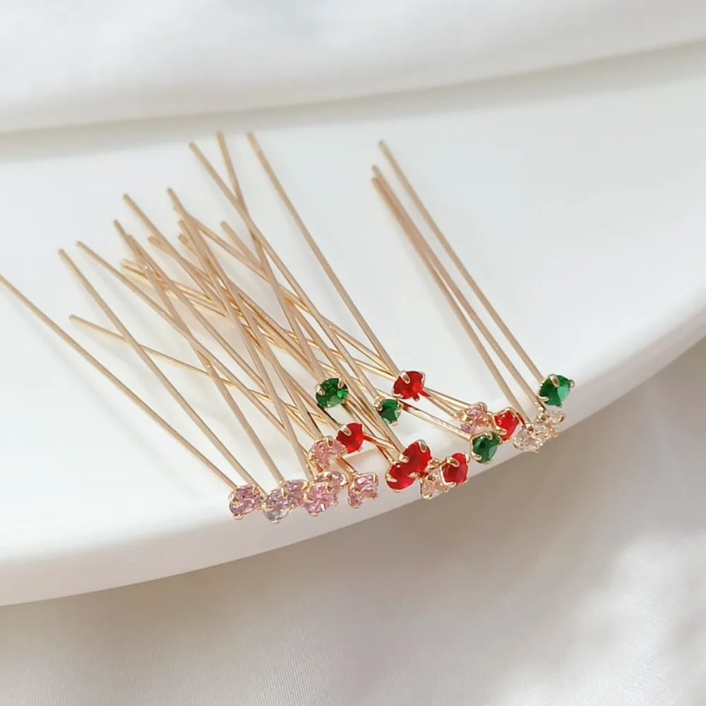 14K Gold-encrusted Water Diamond T-shaped Needle Earrings Hanfu Hairpin Accessories DIY Handmade Jewelry and Accessory Materials
