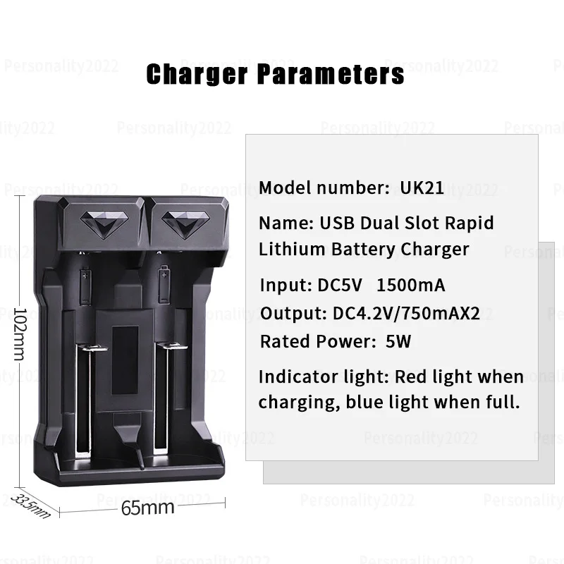 2000mAh 3.7V Li-ion Battery 18650 Icr18650 Lithium Ion Rechargeable Cell +batteries Charger for Small Fans Flashlights LED Light