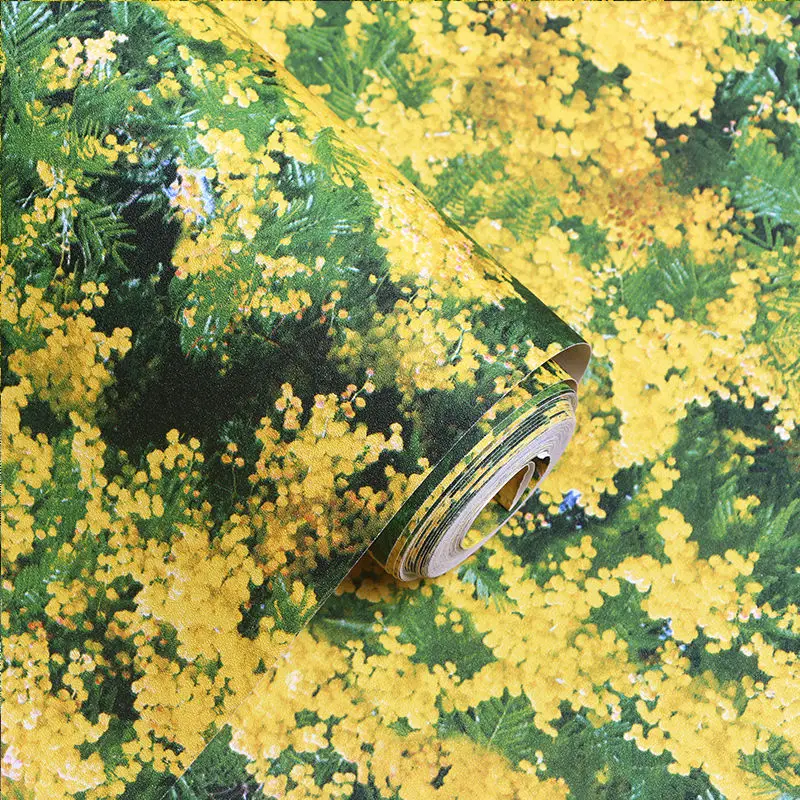 

Natural Yellow Rapeseed Floral Wallpaper Pastoral Korean Home Living Room Bedroom Tv Background Wall Paper Flower Wallcovering