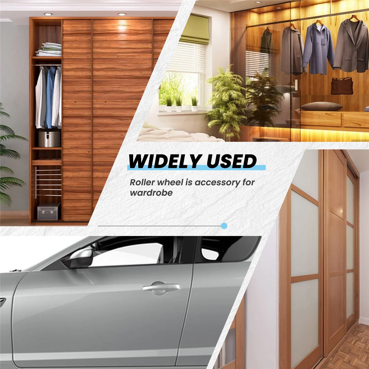 4Sets Sliding Door Wheels Rollers Pulleys Runners for Cupboard Wardrobe Cabinet Smoothly & Mute Nylon Wheels