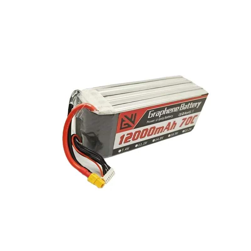 Drone battery 22.2V 6S lithium battery 12000mAh 70C suitable for remote control cars ship models aircraft models racing models