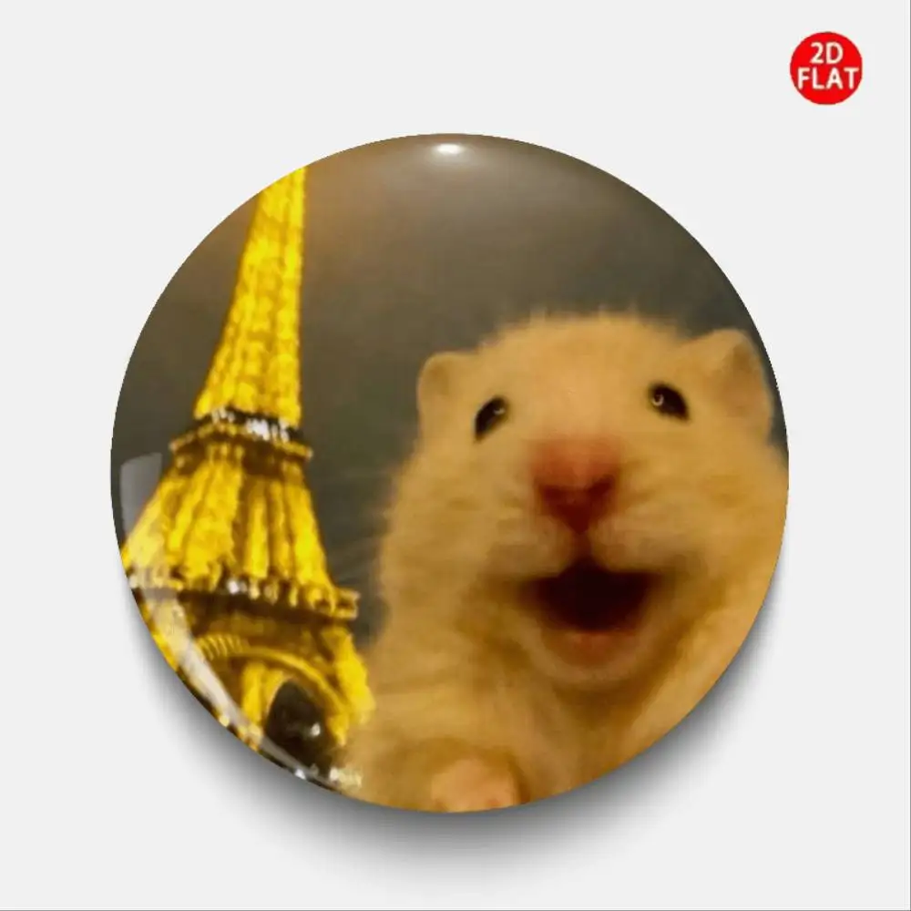 2D Flat Hamster Brooch Pin Badge Classic Stylish for Jeans Clothing Backpack Hat Collectible Gift for Holiday S