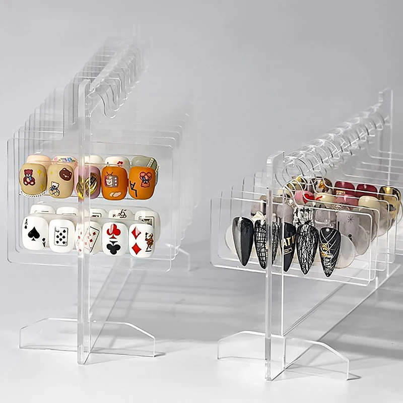 Ins Transparent Acrylic Hook Style Nail Art Display Rack Board Gel Color Works Sample Exhibition Tools