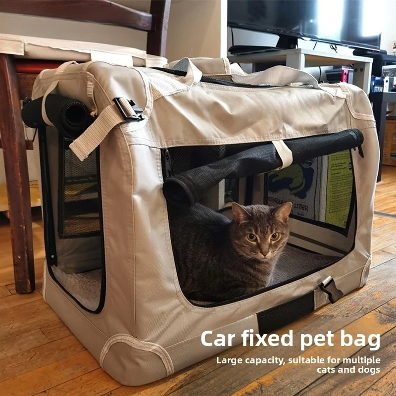 Extra Large Foldable Pet Carrier Cage Large Capacity Cat Dog Travel Bag Car Mount Outdoor Portable Pet Transport Crate