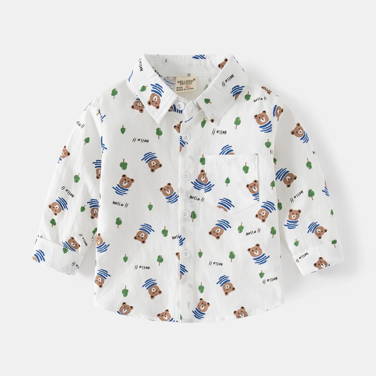 Baby Boys Fall Long Sleeve Shirt Fresh Little Dinosaur Casual Tops Jacket Boys Button Down Shirt