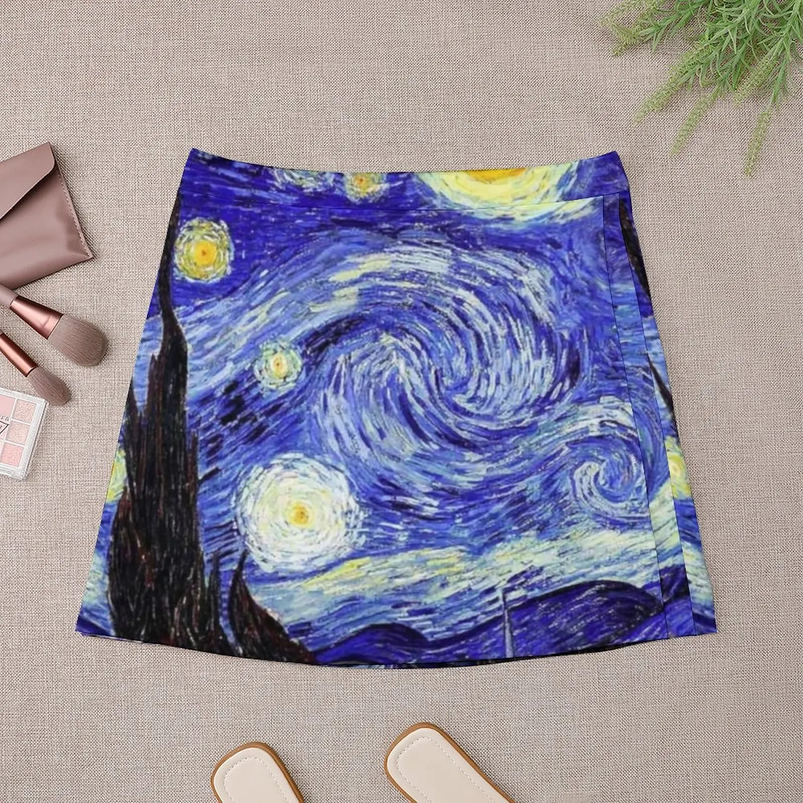 Van Gogh Mountains Skirt Womens Starry Night Vintage Mini Skirts Summer Y2K High Waist Printed Oversize Casual A-line Skirt