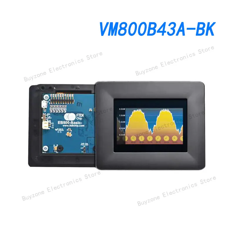 

VM800B43A-BK VM800B module, 4.3-inch TFT display, pre-installed display panel, black bezel.