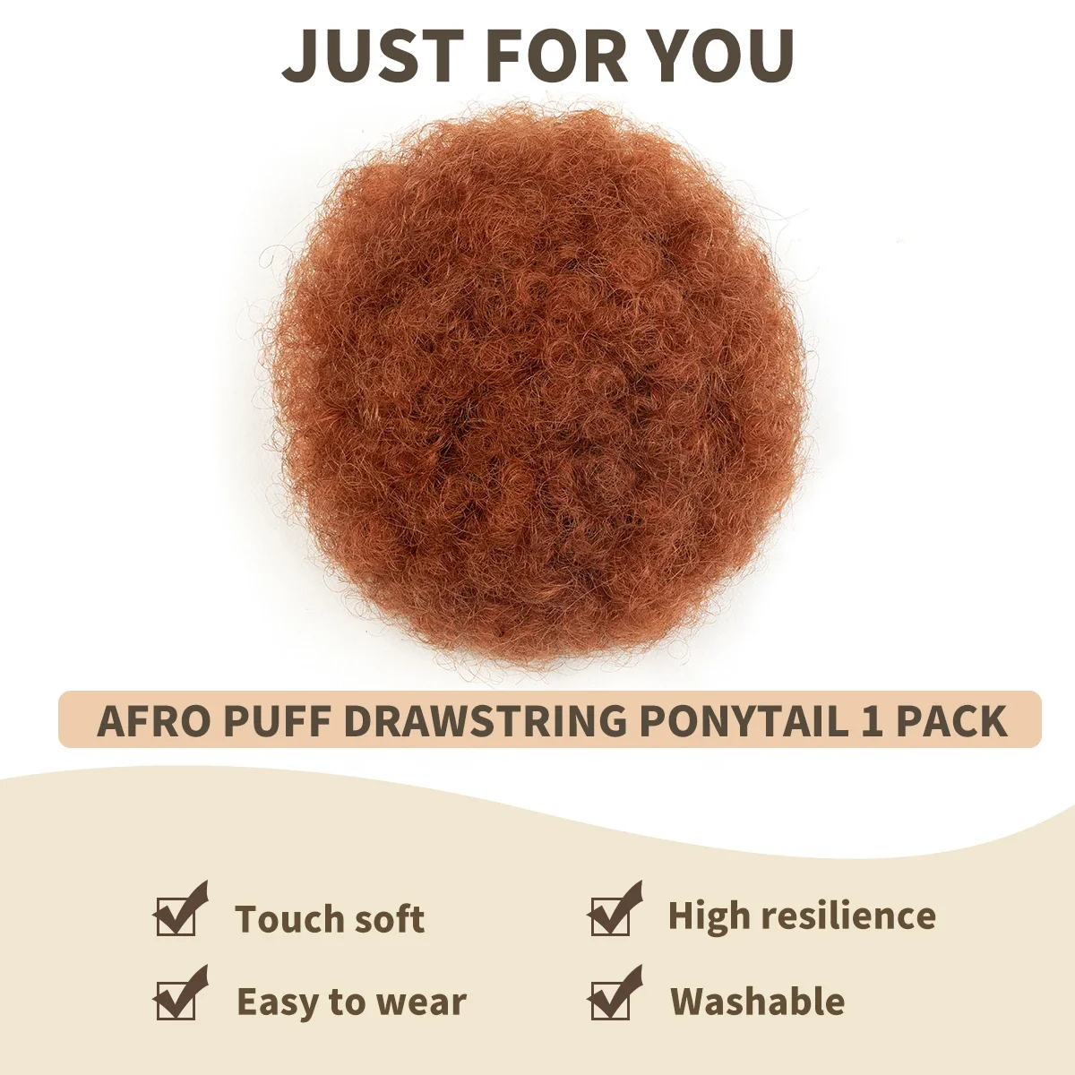 Kinky Curly Fluffy Afro Puff Ponytail Clip in 4 Inch 30G Pure Human Hair Natural Soft Easy Styling Updo Hairpiece Extensions For Black Women