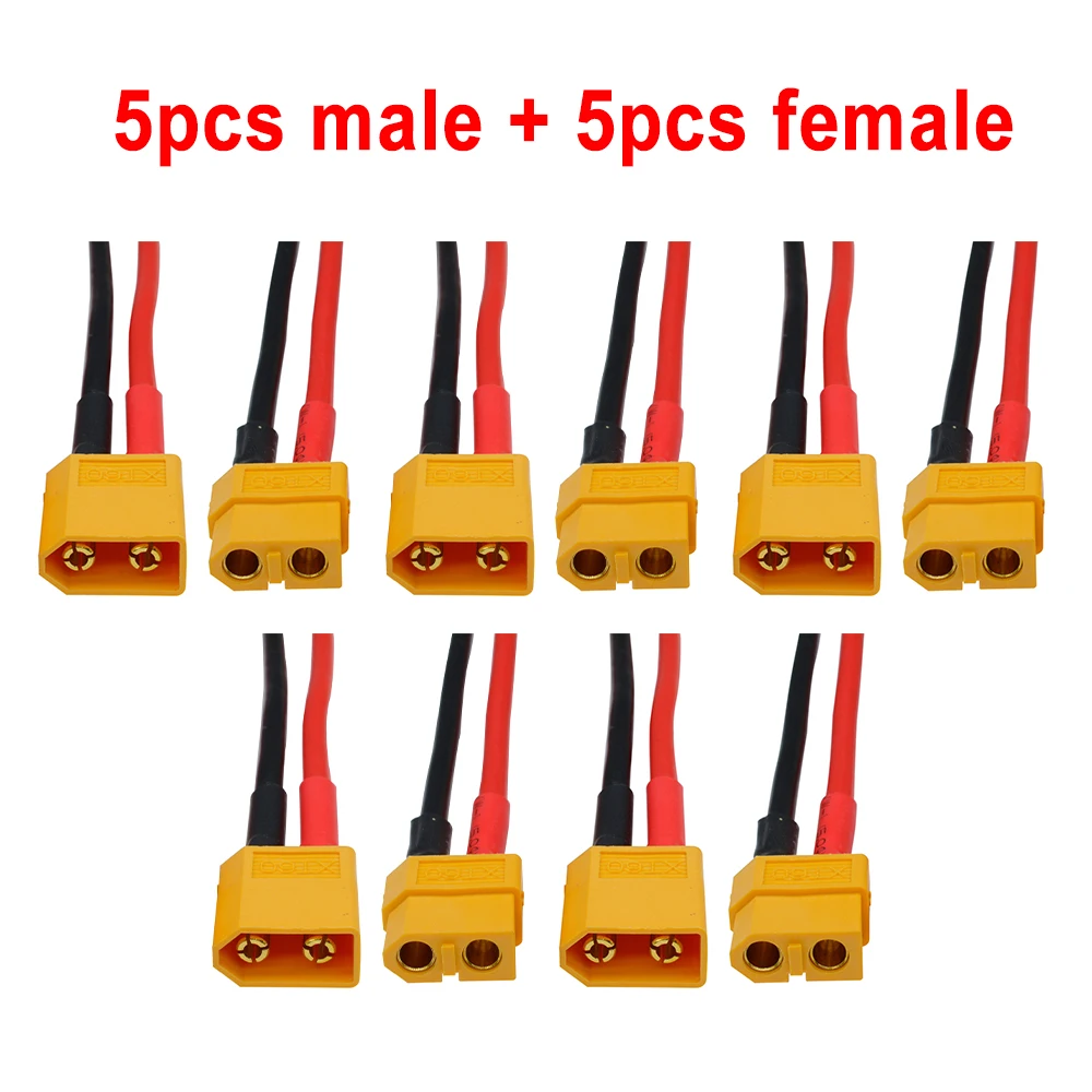 1 Bộ XT60 XT-60 Nam + Nữ Viên Đạn Đầu Kết Nối Có Silicon 14 AWG Dây Cho RC Pin Lipo (1 Cặp) chuối Cắm Cổng Kết Nối