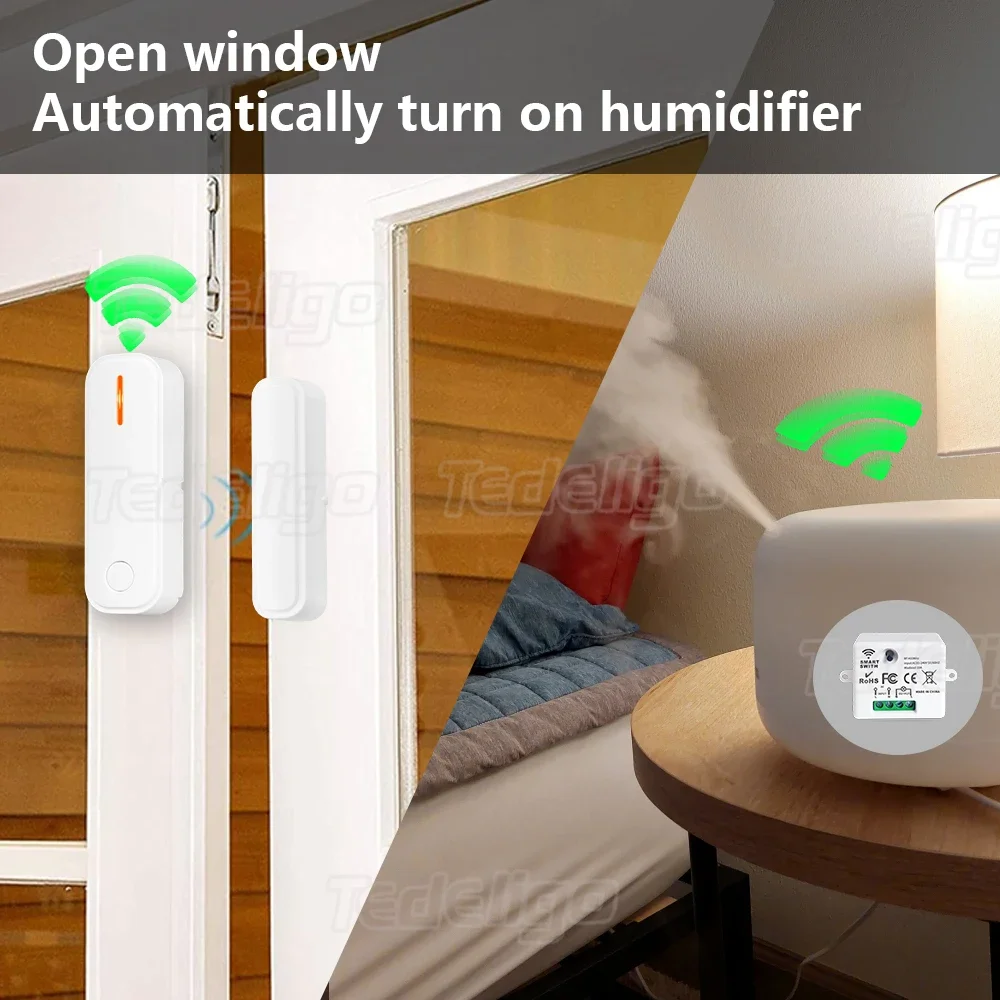 433Mhz Window Door Opening Sensor Switch Wireless Light Sensor AC 110V 220V Relay Receiver for Light,Extractor Hood,Exhaust Fan