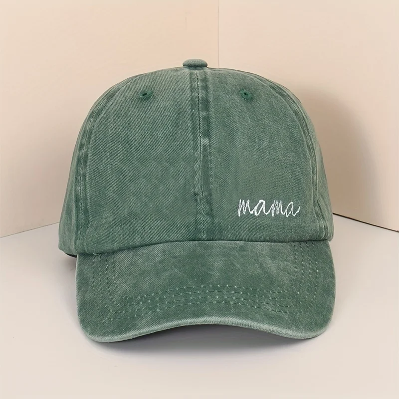 

Mama Embroidery Simple Baseball Cap Candy Color Washed Distressed Sun Hat Outdoor Sports Dad Hats For Women Men