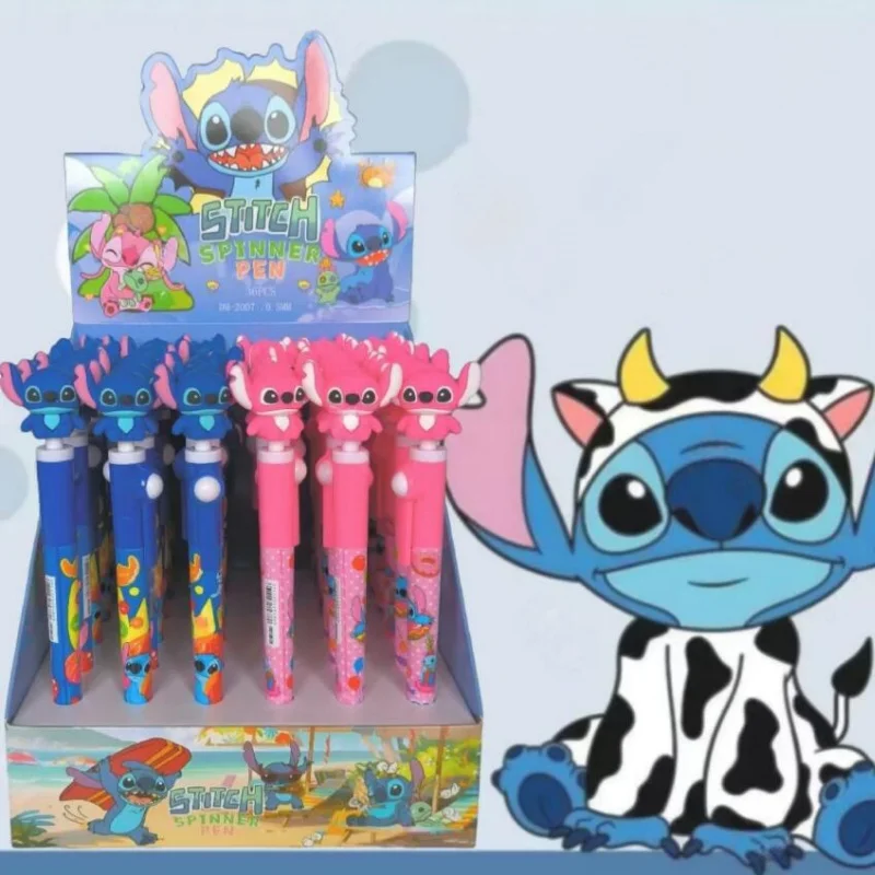 

36 шт./лот Kawaii Disney Stitch вращающаяся гелевая ручка милые 0,5 мм черные чернила ручки для подписи канцелярские принадлежности подарок школьные письменные принадлежности