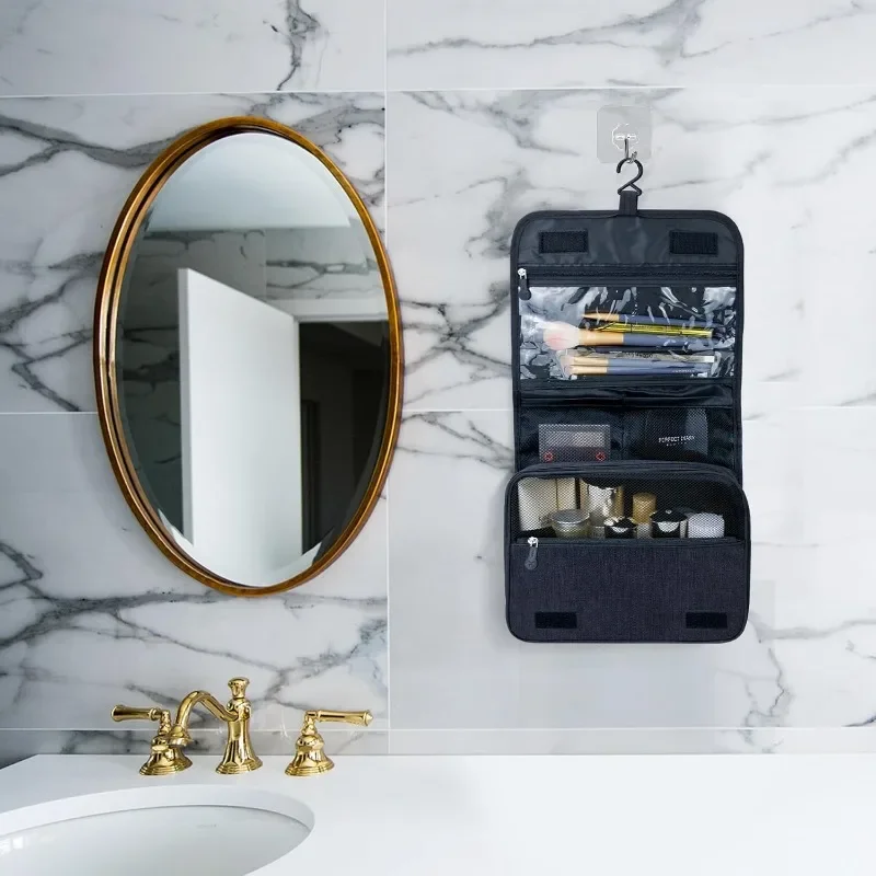 Large Capacity Hanging Toiletry Bag - Waterproof Travel Cosmetic Bag for Men/Women, Fits Shampoo, Brushes & Toiletries