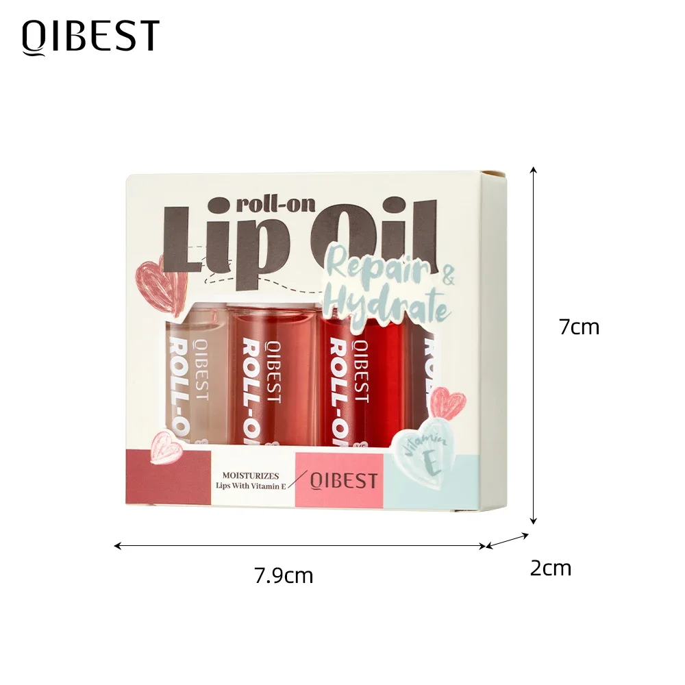 QIBEST Roll-On Lip Oil Sets Moisturizing And Hydrating Lip Gloss Nourishing Lip Balm Smooth Long-Lasting Colorless Anti-Drying