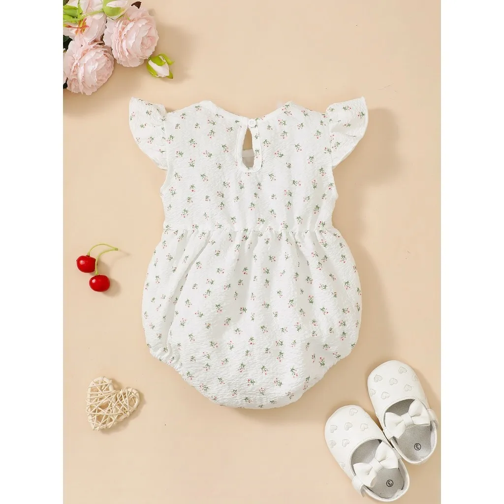 0-18 Months Newborn Baby Girl Bodysuits Small Floral Sleeveless Jumpsuits Summer Lightweight&Breathable Pastoral Style Clothing