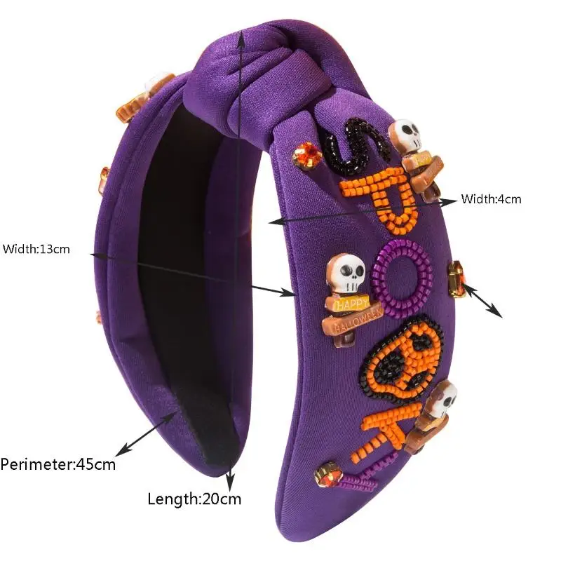 عصابات رأس تحت عنوان الهالوين للنساء مع الماس حبات الأرز رسائل الجمجمة اكسسوارات رباط شعر عطلة إكسسوارات الشعر الهدايا