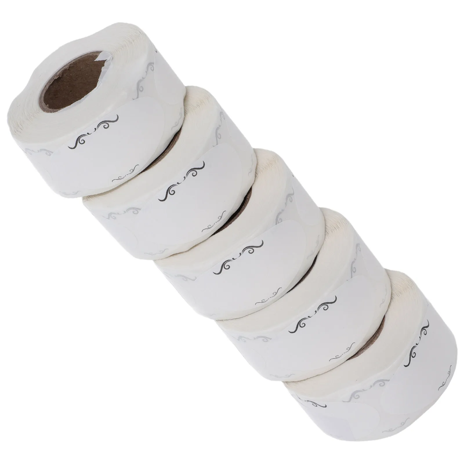 

5 Rolls Blank Writable Sticker Labels 2x1 Inch Self-Adhesive Removable White Paper Adhesive Labels for Office School Packaging