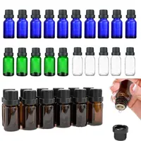 6Pcs 5ml-30ml Empty Amber Glass Essential Oils Dropper Bottles with Orifice Reducer Tip For Perfume Aromatherapy Fragrance Scent