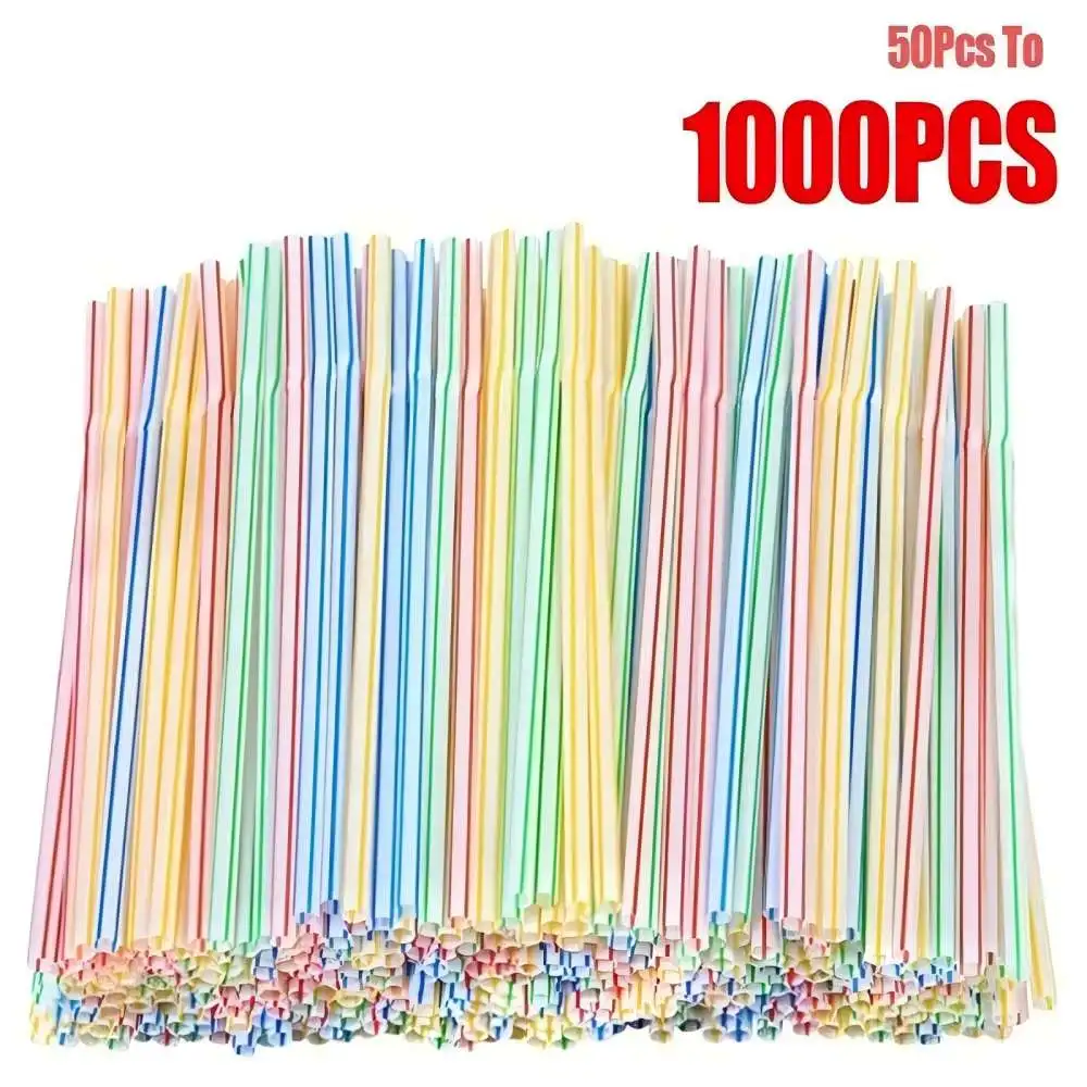 50-1000 Stuks Veelkleurige Rietjes Rietjes Melk Thee Bar Party Bruiloft Keuken Woonaccessoires Drank Zwart Stro Groothandel - afbeelding 2