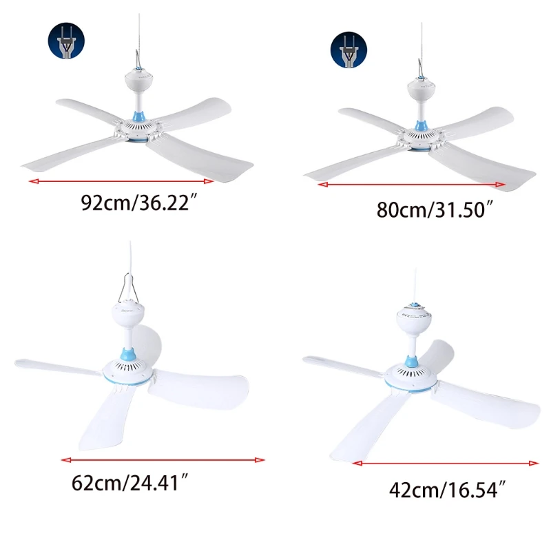 Мини-потолочный вентилятор с 4 лопастями, 220 В, подвесной вентилятор, диаметр 42/62/80/92 см/16,5-36 дюймов, дропшиппинг
