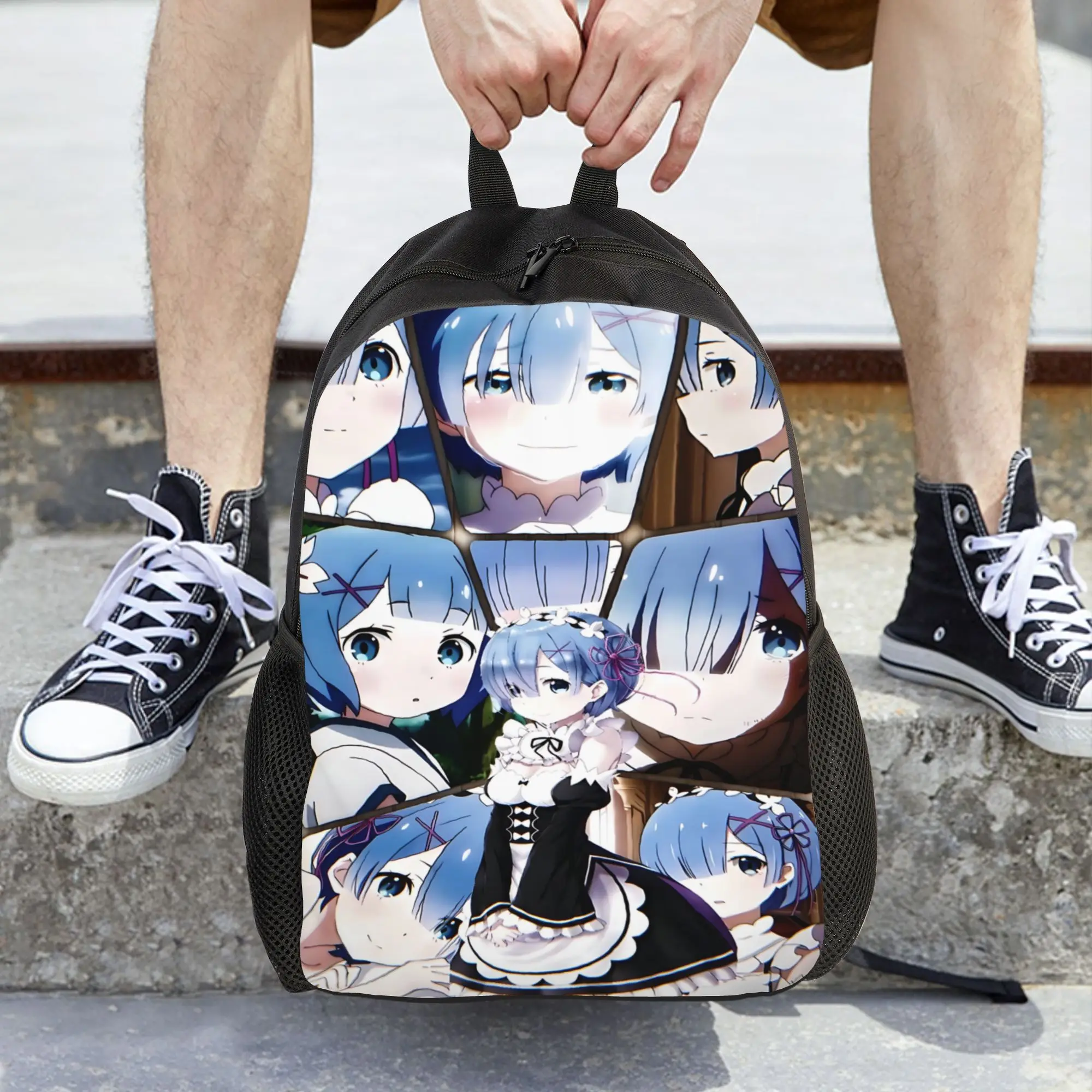 Fashion Re ZERO Anime Rem Backpacks Its Bag  mochila Camping Retro Washable Rucksack