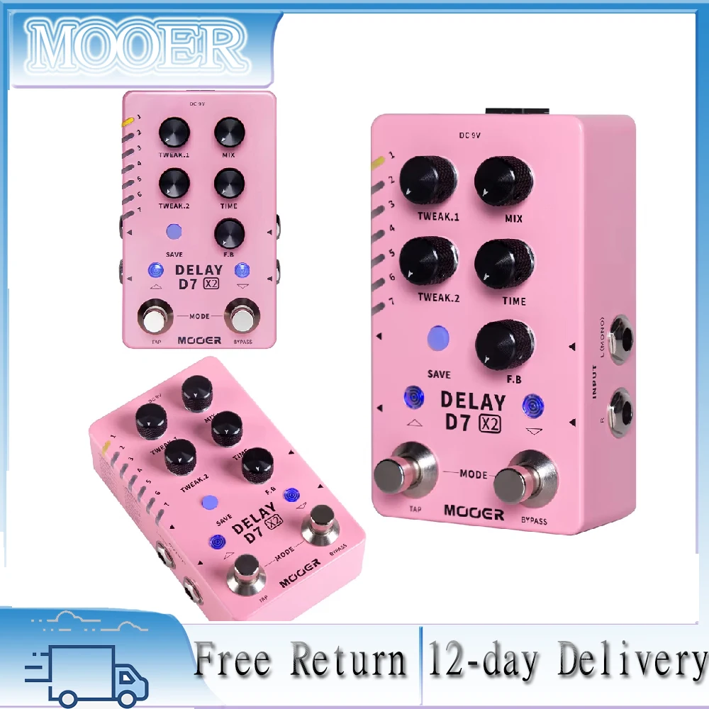 

Mooer D7 X2 педаль эффектов с задержкой для гитары Fuzz 14 типов задержки подлинные винтажные современные эффекты классический аналоговый стереоэффектор