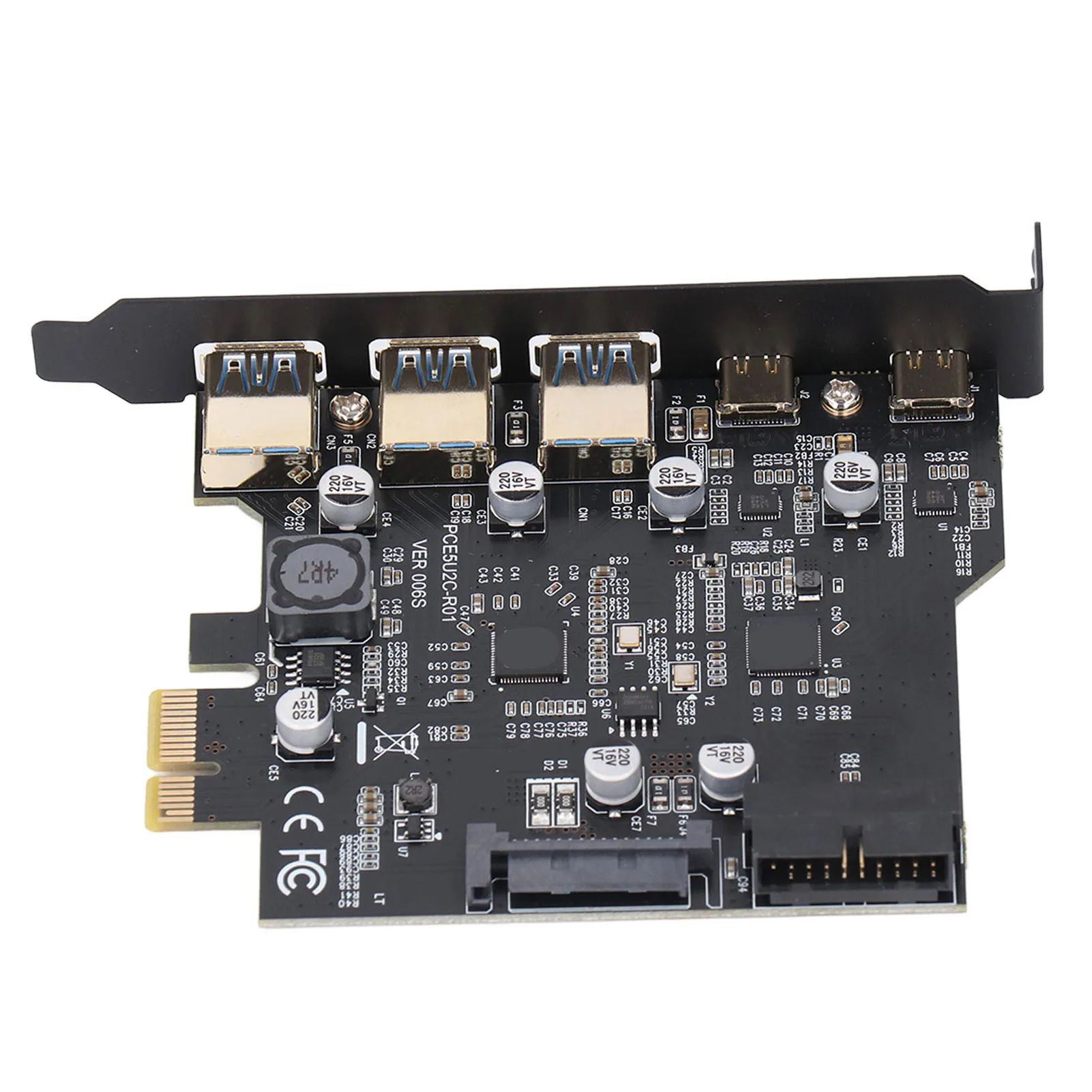 PCIe to USB 3.2 Gen 1 Card 5Gbps 3 USB Type A 2 USB Type C 5 Port PCI Express Expansion Card for Win for Linux