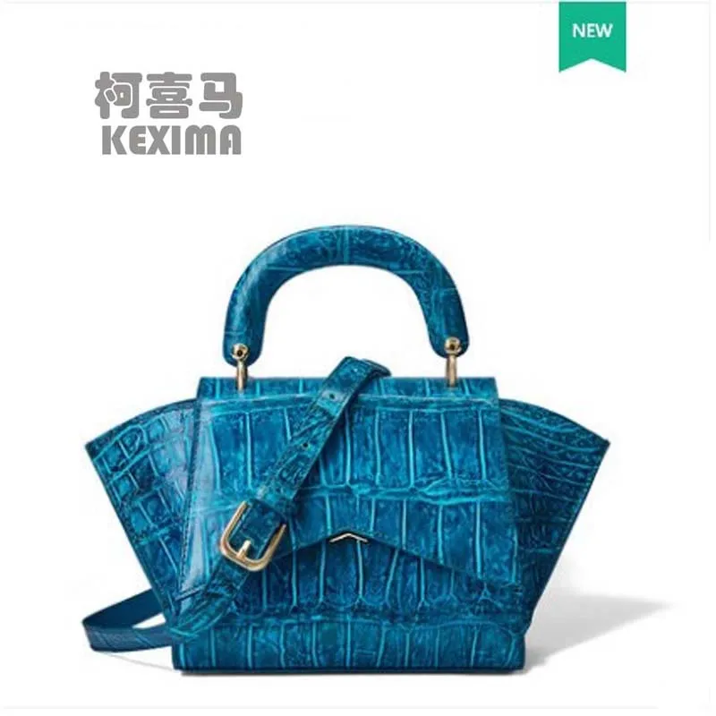 KEXIMA gete new american alligator skin lady bag leather blue one-shoulder bag crocodile leather fashion wing bag woman handbag